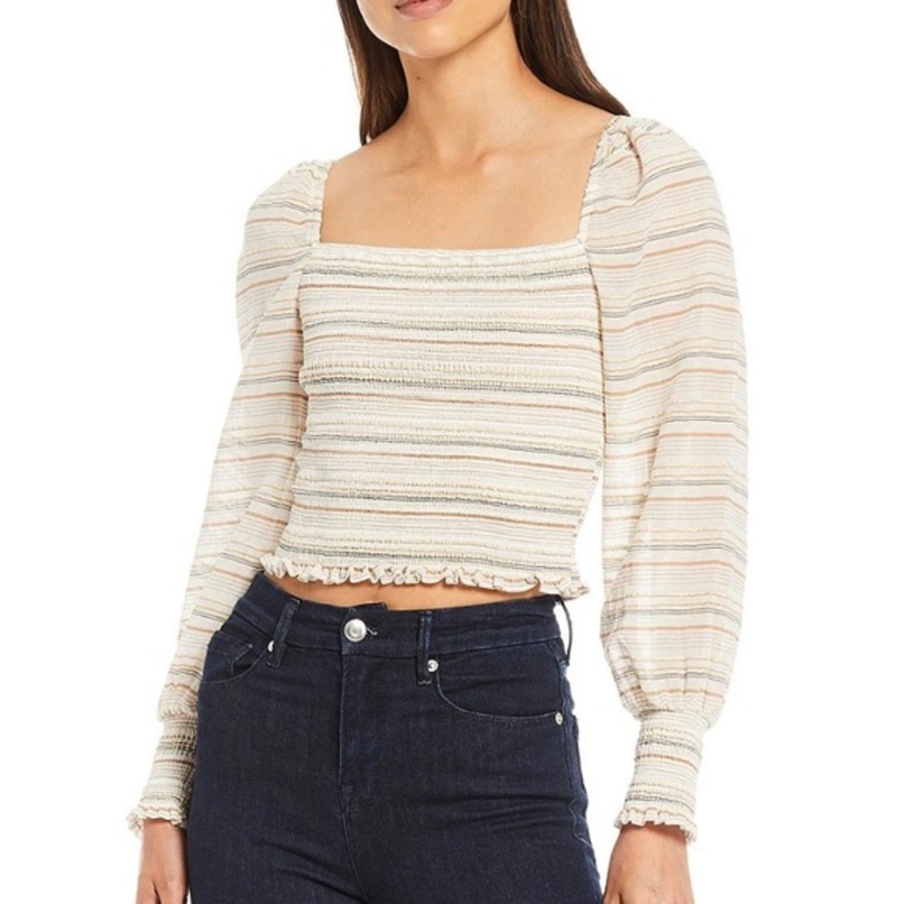 Gianni Bini woven crop top Ivory/Sand size L - NWT